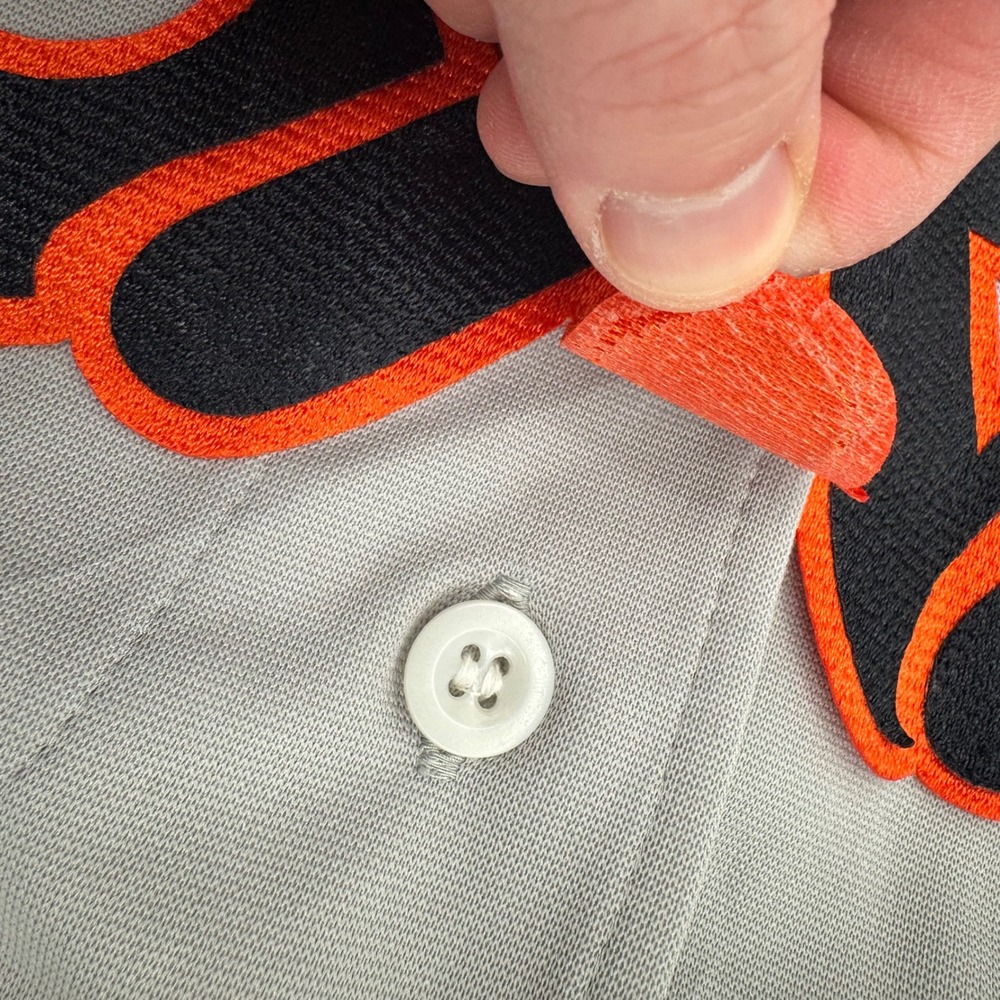 Vintage Descente Wako 9 Baseball Jersey Grey Orange Black Mens L D-300T Japan - Picture 13 of 15